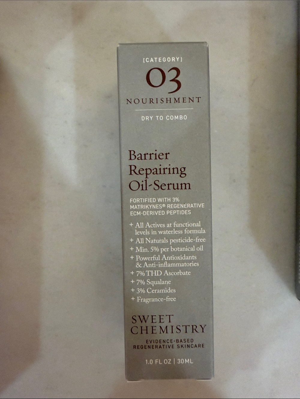 NIB Sweet Chemistry Barrier Repairing Oil-Serum (Gray, Burgundy)